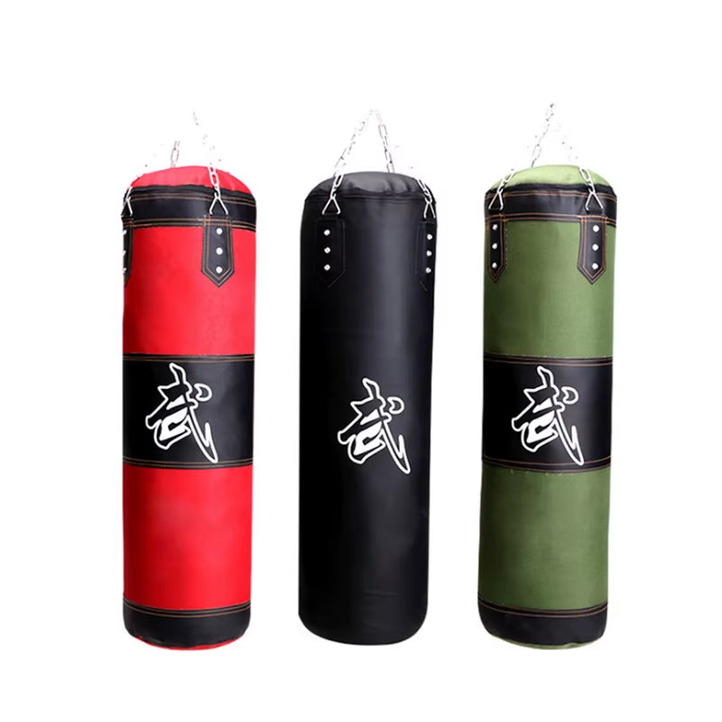 100/120Cm Unfilled Heavy Punching Bag Professional Boxing Sandbag with Hanging Accessorie for MMA Muay Thai Kickboxing Taekwondo
